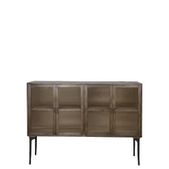 Vintage Vitrine Sideboard Antoine Holz Metall gerippte Front