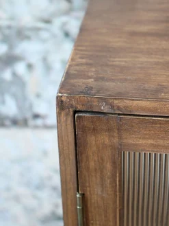 Vintage Vitrine Sideboard Antoine Holz Metall gerippte Front