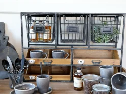 Vintage Wandregal Bruno 4 Schubladen 3 Gitterfächern Schwarz