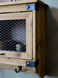 Vintage Wandregal Etienne 2 Schubladen, Fach und 3 Haken