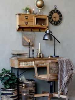 Vintage Wandregal Etienne 2 Schubladen, Fach und 3 Haken