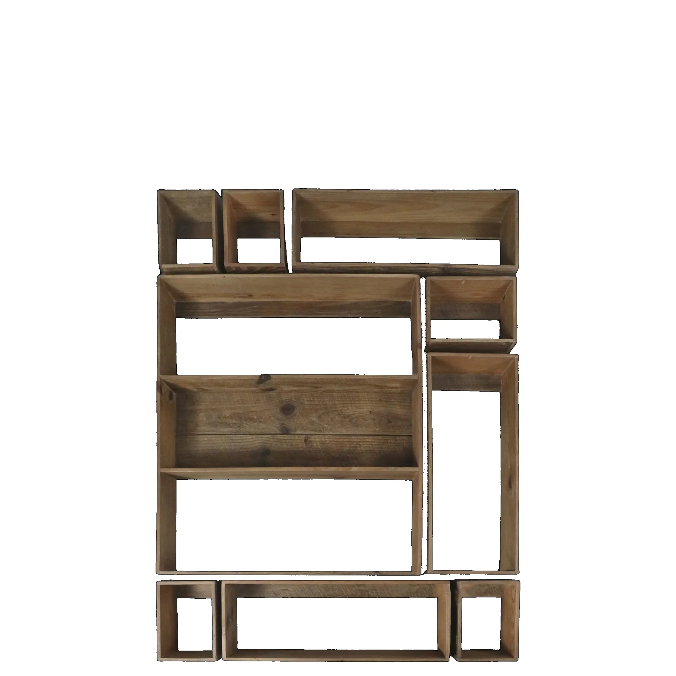 Vintage Wandregal Joel Holz 9er Set verschiedene Größen