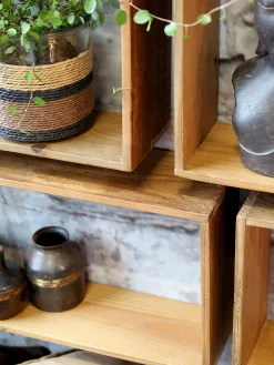 Vintage Wandregal Joel Holz 9er Set verschiedene Größen