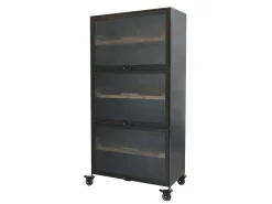 Vitrine Coventry Geschirrschrank Industrial Metall Räder