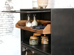 Vitrine Coventry Geschirrschrank Industrial Metall Räder