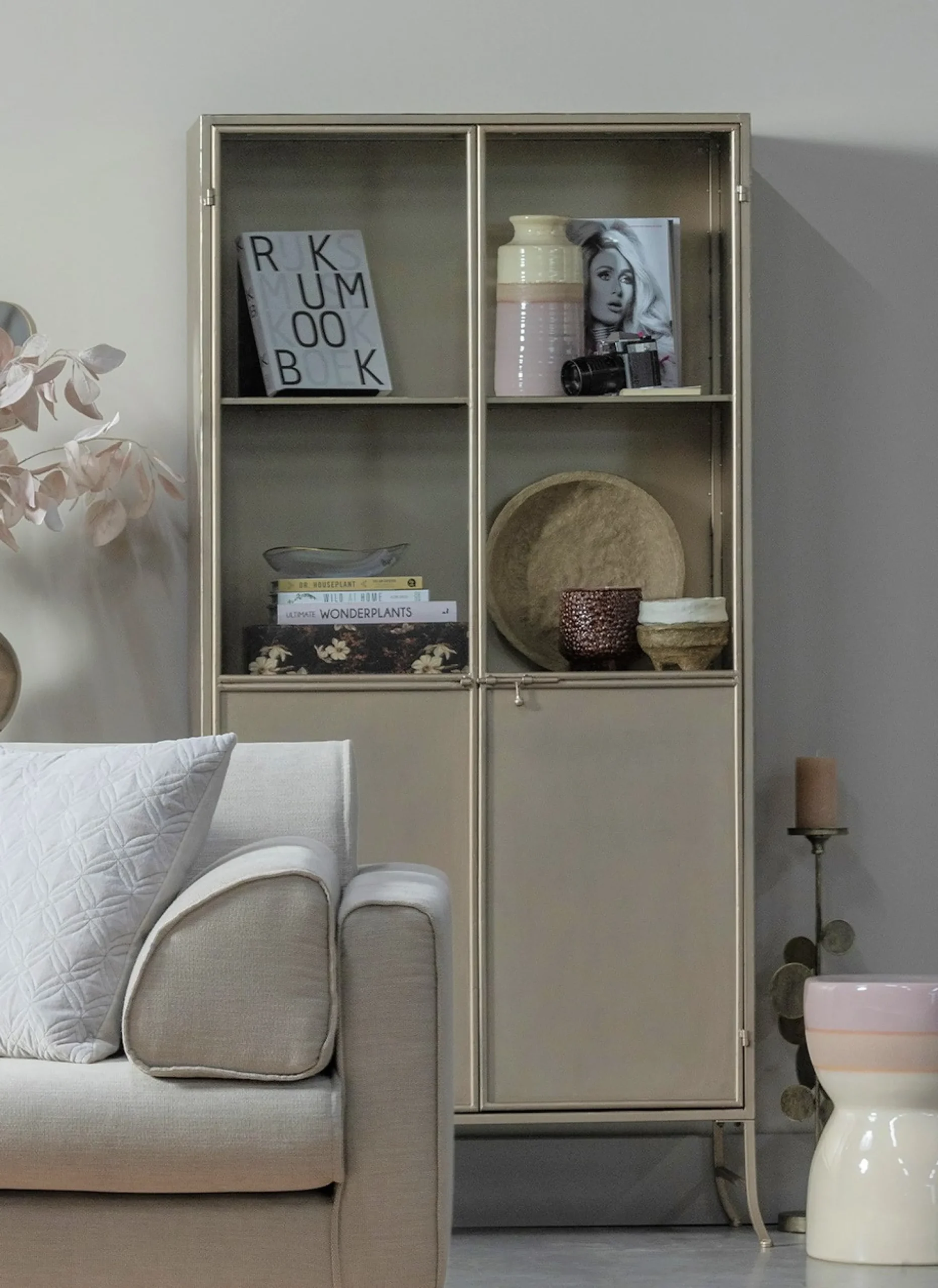 Vitrine Industrial Vintage Astoria Metall Glas Champagner