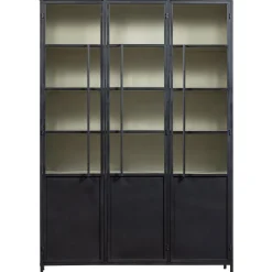 Vitrine Metallschrank Exhibit XL 3-türig Industrial Metall Glas Schwarz