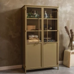 Vitrine Metallschrank Exhibit Industrial Metall-Glas Khaki 170
