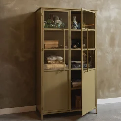 Vitrine Metallschrank Exhibit Industrial Metall-Glas Khaki 170
