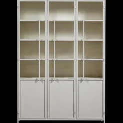 Vitrine Metallschrank Exhibit XL 3-türig Industrial Metall Glas Sand