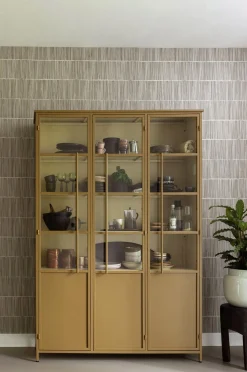 Vitrine Metallschrank Exhibit XL 3-türig Industrial Metall Glas Honiggelb