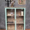 Vitrine Provence Vintage Metallkorpus Holz Azure 130