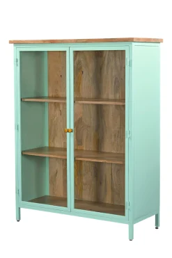 Vitrine Provence Vintage Metallkorpus Holz Azure 130