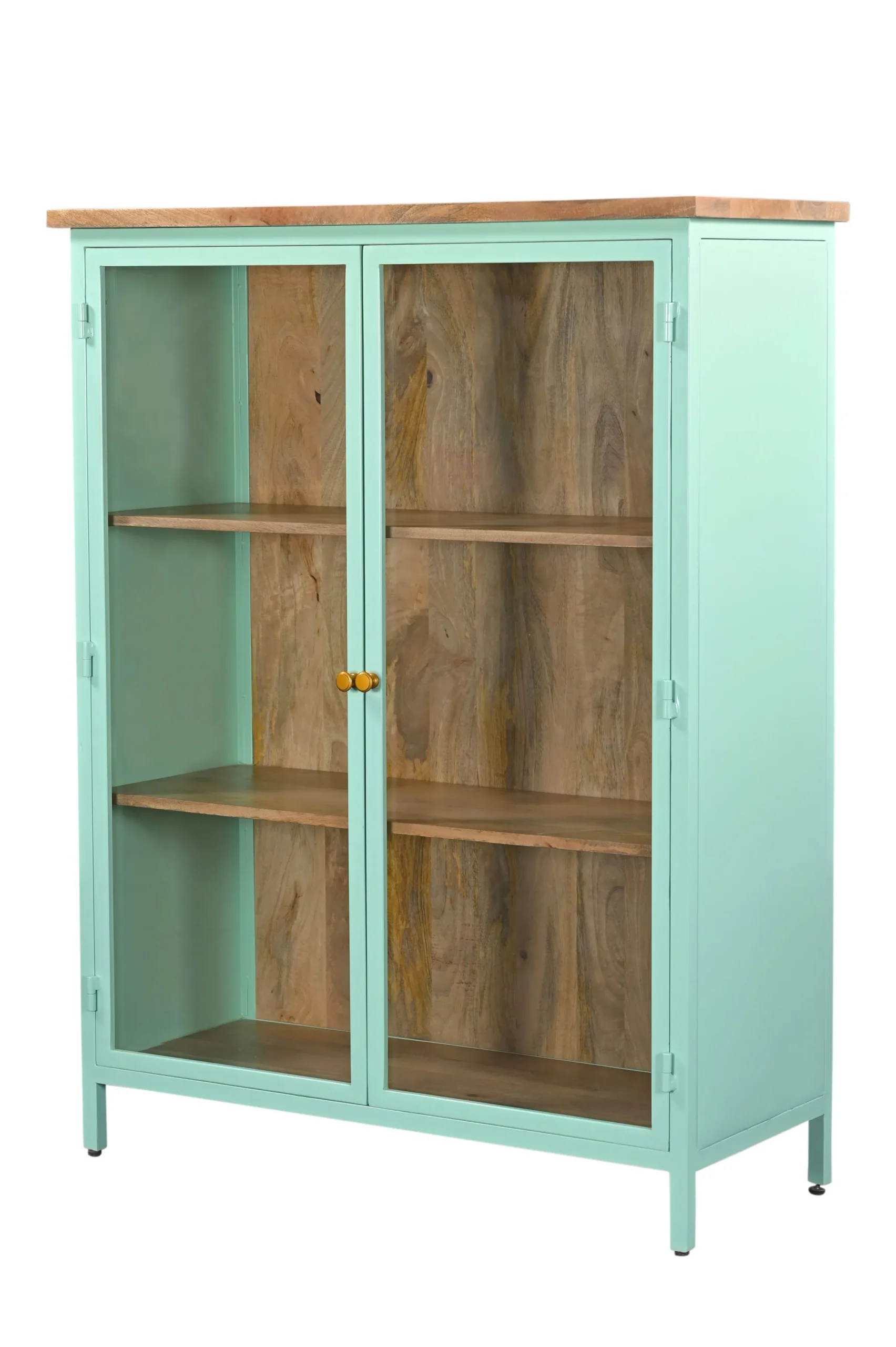 Vitrine Provence Vintage Metallkorpus Holz Azure 130