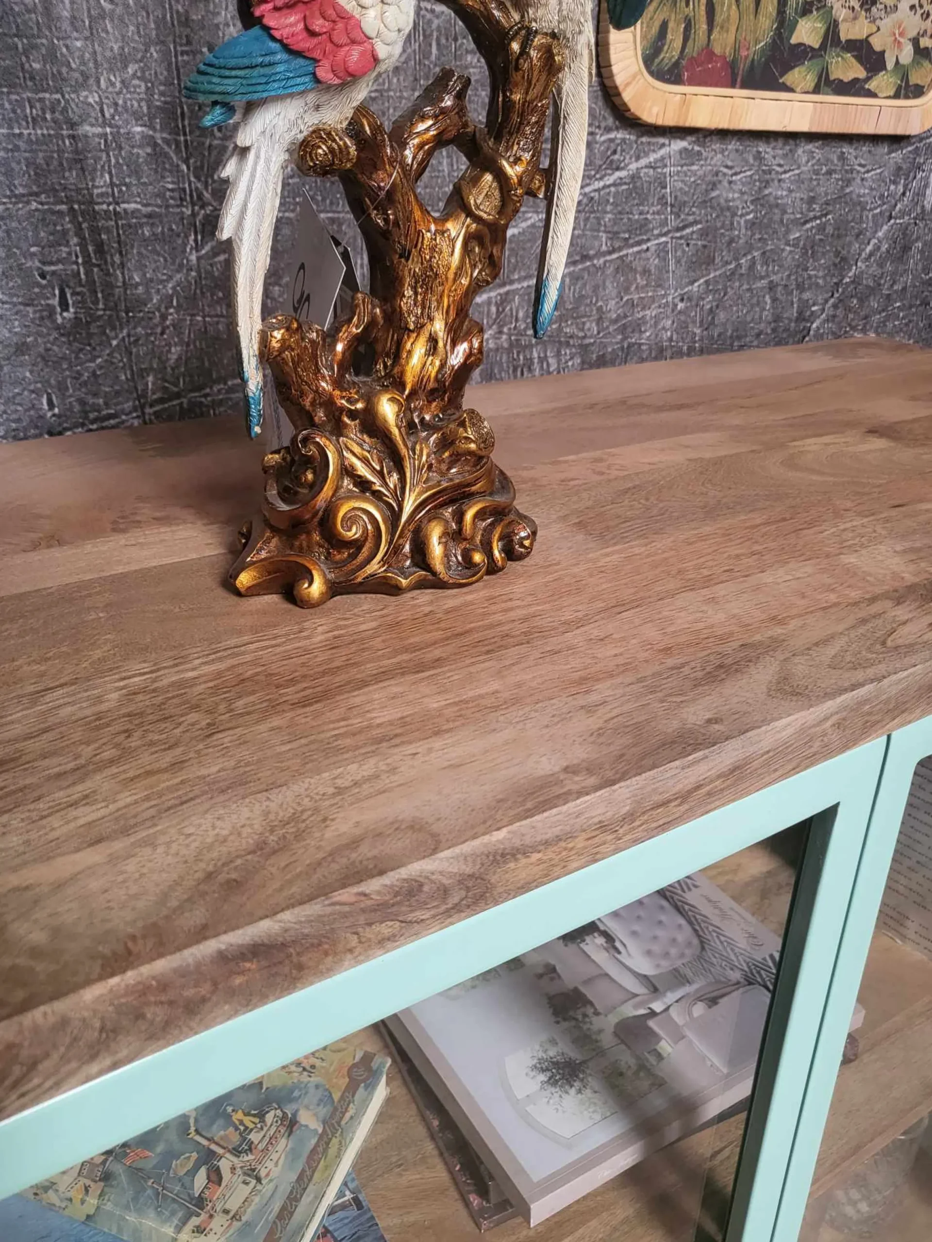 Vitrine Provence Vintage Metallkorpus Holz Azure 130