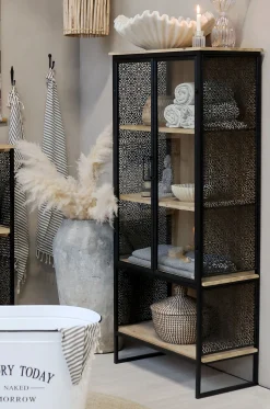 Vitrine Vence Industrial Ornament Metall Holz Glas