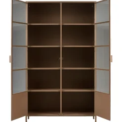 Vitrinenschrank Kabinett Ronja Vintage Metall Hellbraun