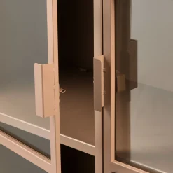 Vitrinenschrank Kabinett Ronja Vintage Metall Hellbraun