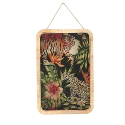 Wandbild Italienische Romantik Flora & Fauna Rattanrahmen Raubkatzen