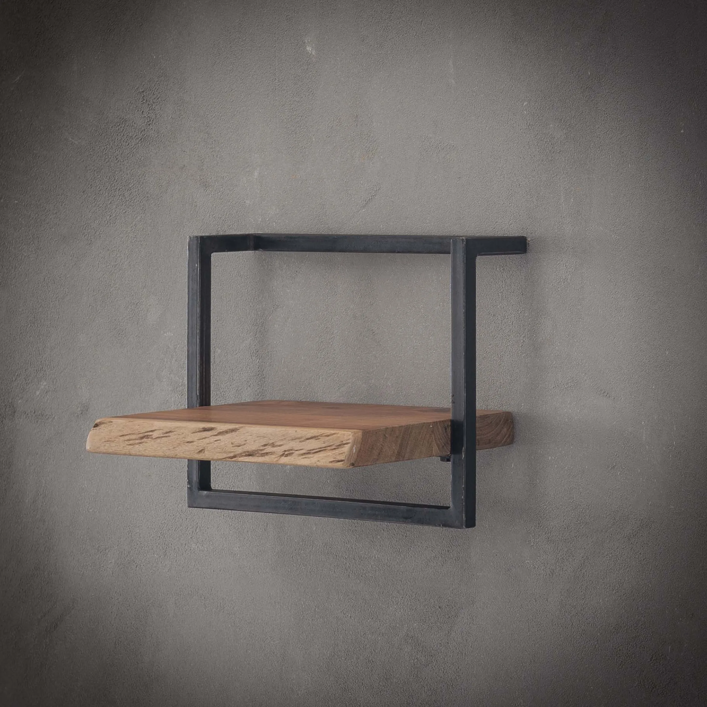 Wandregal Akazie Baumkante Edge Metall 30/40